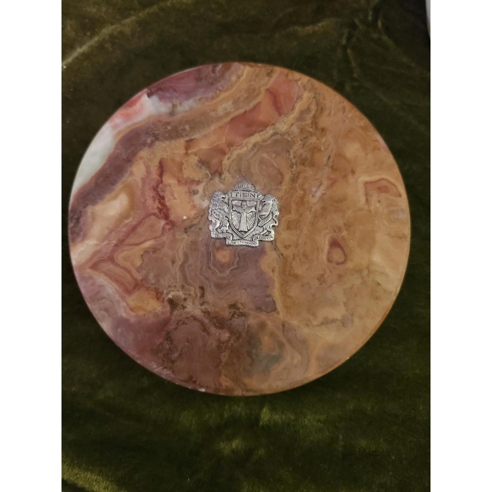 Vintage TBN Alabaster Marble Dresser Spikenard Trinket Box Religious Decor